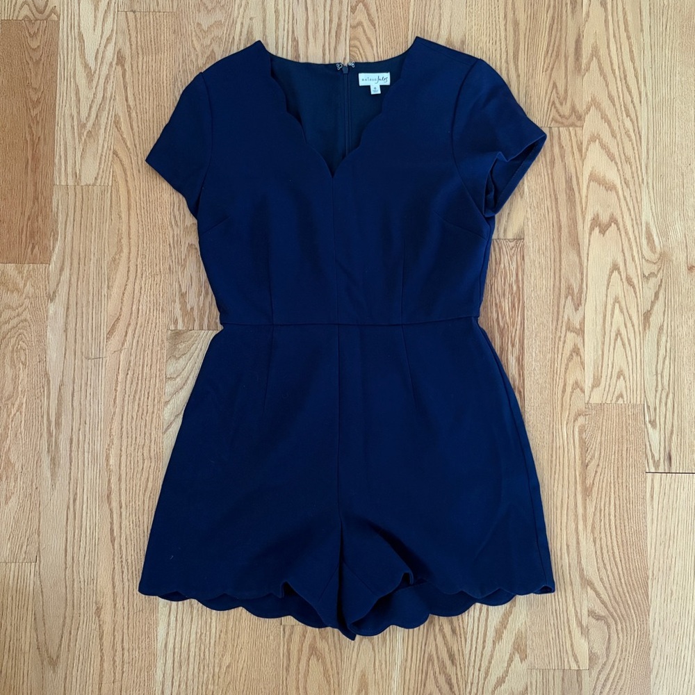 Scalloped Romper Navy Blue Size 6